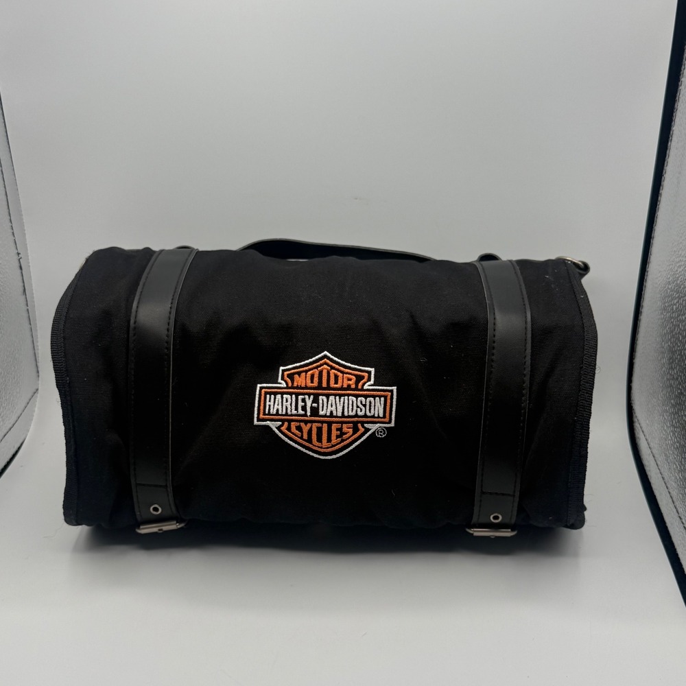 Harley-Davidson Tool Bag Unisex OS Black Good Roll-Up Canvas Organizer Pouch - Picture 1 of 7